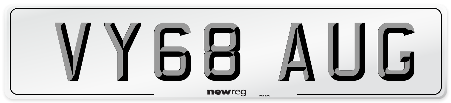 VY68 AUG Number Plate from New Reg